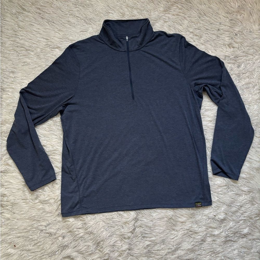 L.L. Bean Men's Blue Pullover Long Sleeve Quarter-Zip Size L Regular